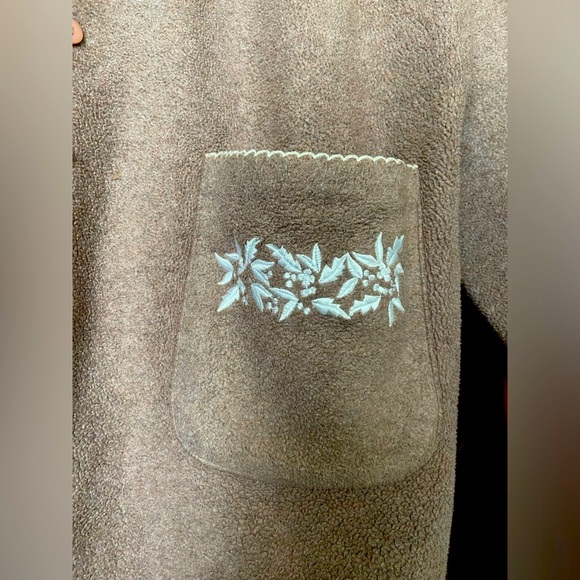 Vintage fleece cardigan with white embriodery - Picture 3 of 5